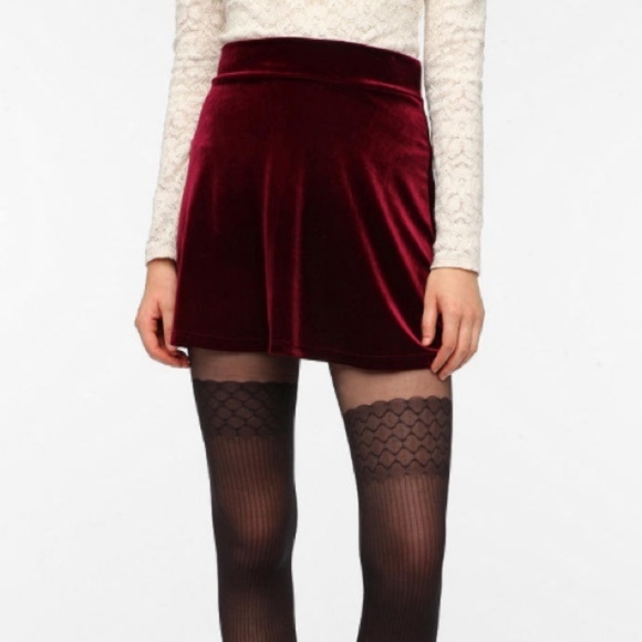 Urban Outfitters Dresses & Skirts - Urban Outfitters Burgundy Red Velvet Skater Skirt